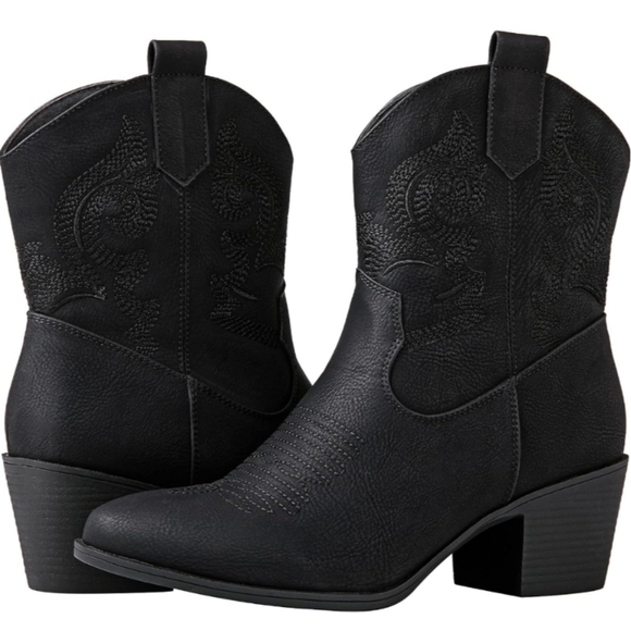 Black Western/Cowgirl Cowboy Ankle Boots - Picture 6 of 6